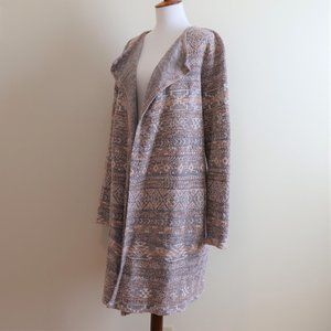 Open Cardigan Aztec Print Plus Size Neutral